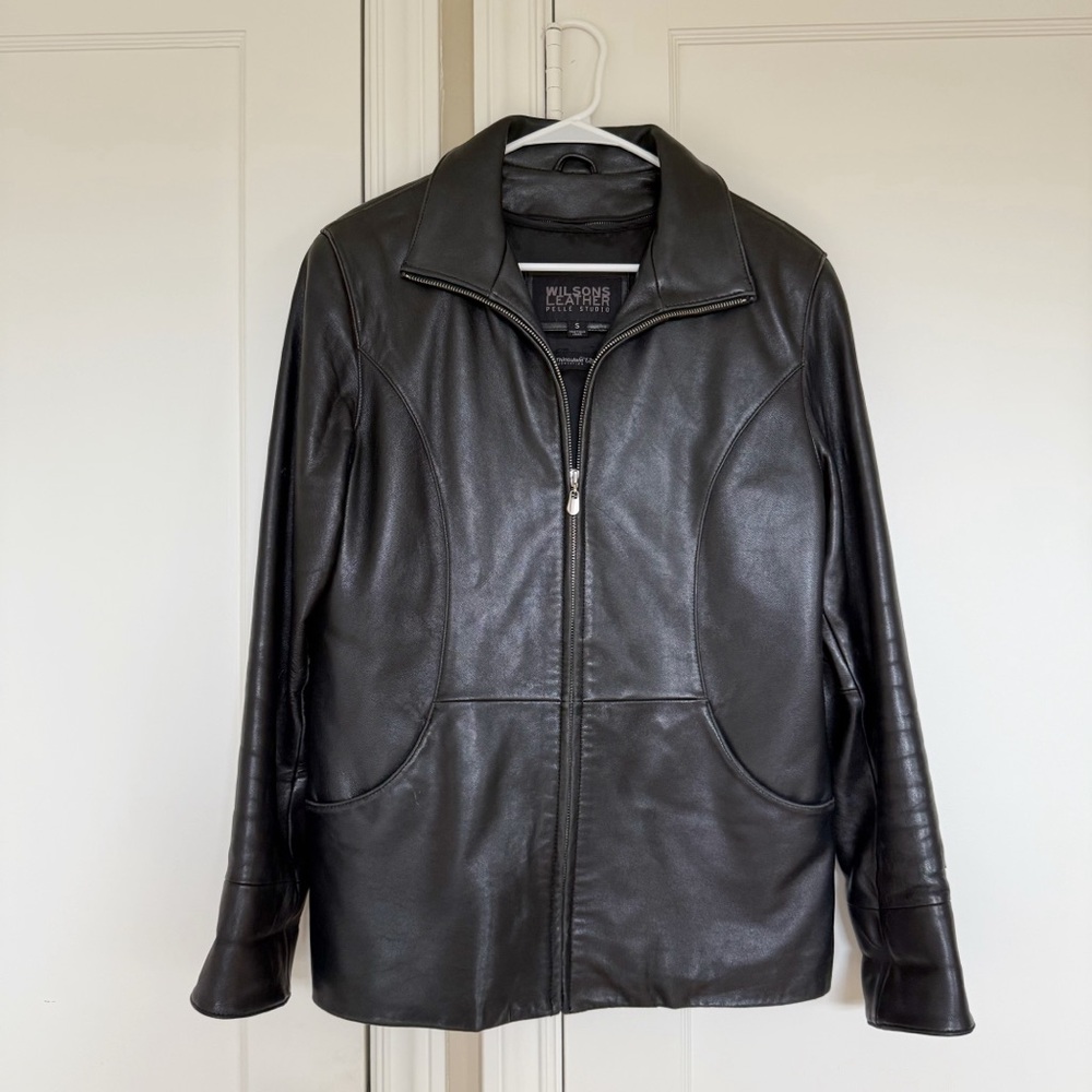 Vintage Wilsons Leather Black Zip Lined Jacket